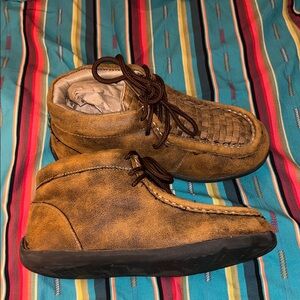 Twister Kids Tan Brown Chukka Woven Moc Toe Boots